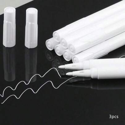 3pcs White Liquid Chalk Pen For Chalkboard, Led Writing Board Pen, Pen For Sticker Labeling, Erasable Marker Pen Back To School