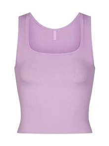 SKIMS Cotton Rib Tank | Ribbed Jersey Vest, Body-Hugging Stretch Cotton Cami For Everyday Lounge & Layering - 糖梅 - 查看 1