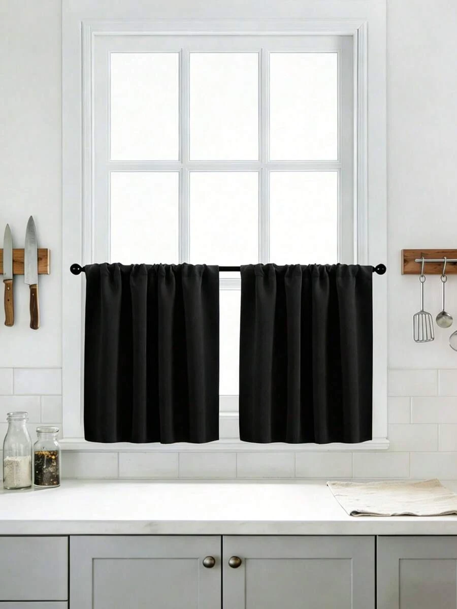 1 tấm vải rèm cản sáng cao cấp, màu trơn, chất liệu polyester chống tia UV, thiết kế có khe luồn thanh treo, dễ dàng lắp đặt, cản sáng quanh năm, phù hợp cho nhà bếp, phòng khách, văn phòng. - màu đen - Xem 1