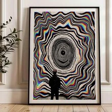1pc Frameless Vortex - Vertical Modern/Retro/Art Deco Canvas Poster With Optical Illusion Swirling Patterns In Ink, Suitable For / Vertical Spaces - Easy Peel & Stick Installation For Bedroom, Living Room, Office, Dorm Decor - F - View 4