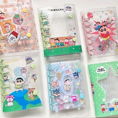1 pièce Cahier à anneaux transparent, cahier à anneaux avec sticker diamant 3D en relief, livre de stickers, rangement pour cartes photo KPOP, cahier à anneaux souple transparent à double boucle, convient pour les journaux faits main, albums photos, livres de stickers, cahiers, scrapbooks, agendas, fournitures scolaires et de bureau