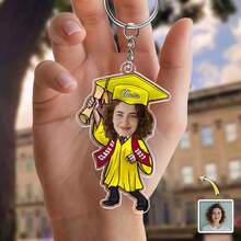 Personalized Graduation Photo Keychain, Customized Face And Name Acrylic Keychain, 2026 High School/College Graduation Gift, Customized Image Acrylic Pendant, Graduation Souvenir, Birthday Gift, Christmas Gift, Christmas Tree Decoration - H-customized  Graduation Attire - View 10