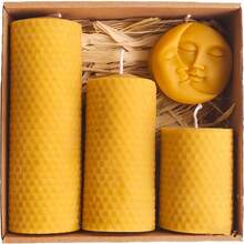 4pcs Premium Beeswax Candle Set - Assorted Size Pillar Candles And Moon Face Candles, Handpoured Candles For Home Ambiance, Home Decor And Gifts - Beeswax Kit - View 11
