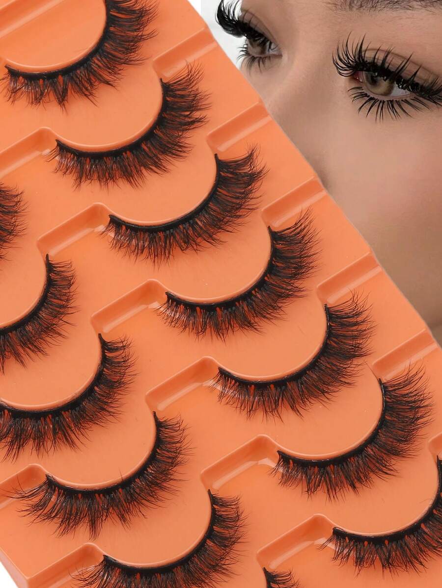 Akalina 7 Pairs 5D Mink Lashes Fluffy Volume False Eyelashes - Black - View 1