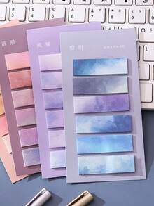 1 pieza/8 piezas Notas adhesivas de color degradado, pestañas de índice para carpeta/cuaderno, etiquetas adhesivas escribibles perfectas para indexar, marcar páginas, tomar notas, clasificar archivos, que ayudan a los estudiantes a organizar sus cuadernos y estudiar de manera eficiente - Unitalla - Ver 2