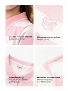 Balabala Camiseta de manga corta para niñas, polo de verano para niñas preadolescentes, top casual, transpirable y antibacteriano - benbai - Ver 3