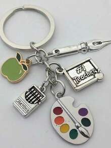 1件创意合金调色盘、铅笔、苹果钥匙扣，优雅包包挂饰，毕业、教师节、返校礼物钥匙扣 - 彩色 - 查看 9