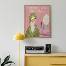 Tranh nghệ thuật không khung hình chú vịt ngộ nghĩnh trang trí phòng tắm - Phong cách Đan Mạch Pastel Boho Mid-Century Modern, tranh treo tường vui nhộn phong cách retro cho phòng ngủ, ký túc xá, căn hộ, nhà riêng, lớp học, trang trí phòng ngủ, tranh treo tường, áp phích, trang trí cổ điển và là lựa chọn quà tặng tốt nhất. - Hoạt hình - Xem 3
