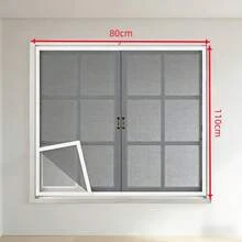 1pc Double-Sided Self-Adhesive Invisible Mosquito Net, Polyester Window Screen, No Drilling Required, Easy Installation, Transparent Mesh For Home Use - White-edged Gray Mesh - View 40