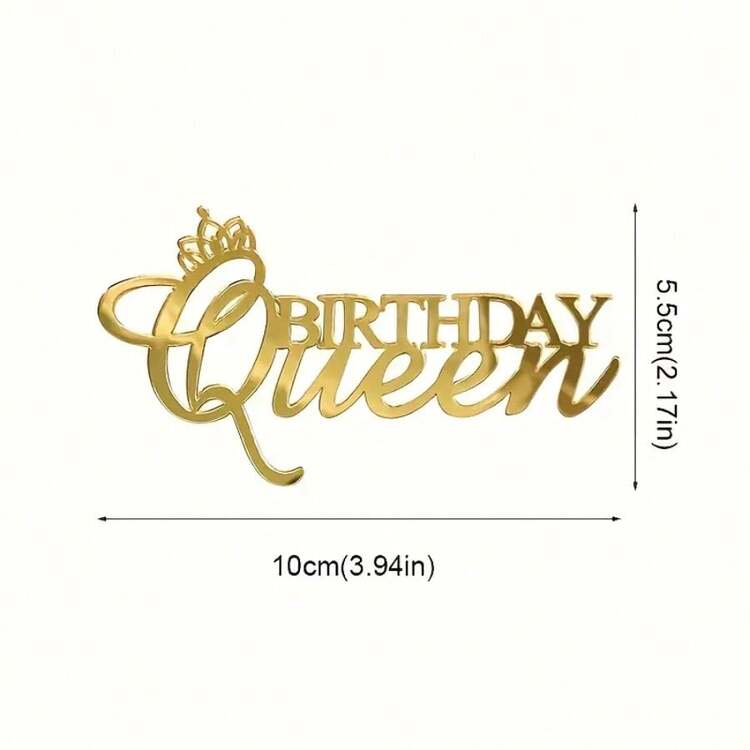 5/10 件装生日女王蛋糕装饰插牌，亚克力金色生日快乐蛋糕装饰，适用于庆祝周年纪念日、婚礼、生日派对蛋糕装饰用品 - 查看 2