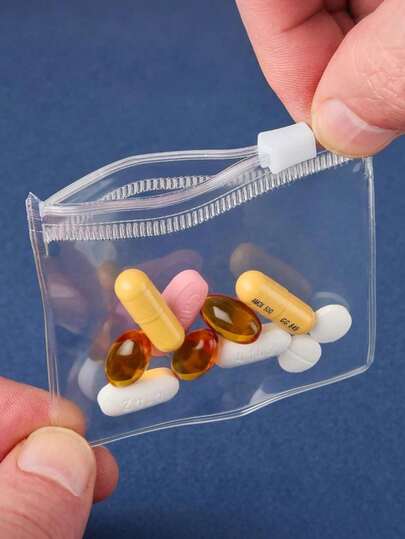 5/10pcs Pill Pouch Bags, Reusable Medicine Storages Bag, Zipper Medicine Bag, Clear Plastic Pill Bags, Self Sealing Travel Medicine Organizer Storage Pouches, Lure Bag, Jewelry Storage Bag, Self-Sealing Drug Storage Device, Waterproof Packaging Bag, Portable Small Item Storage Bag, Button Coin Storage Bag