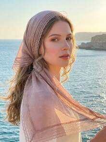 1pc Square Lace Headscarf, For Women, As Headscarf, Shawl, Headpiece And Hair Accessory, Multifunctional Scarf - Multicolor - View 4