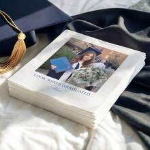 15–500 Pcs Serbet Wisuda Kustom, Serbet Pesta Wisuda 3 Lapisan Dengan Foto Anda, Dekorasi Meja Untuk Pesta Wisuda, Makan Malam Wisuda, Serbet Minuman Untuk Lulusan SMA dan Perguruan Tinggi, Serbet Koktail - Putih - View 4