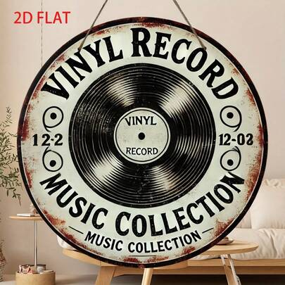 1件装饰性悬挂式复古黑色黑胶唱片木质标牌，适用于家居、卧室、办公室、厨房、游戏室、酒吧装饰，是送给家人、朋友、爱人的完美礼物，已预钻孔，尺寸如图所示。
