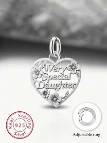 1件简约独特925纯银女儿吊坠，DIY饰品，男女皆宜，圣诞礼物 - 款式4 - 查看 1