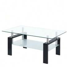 Clear Tempered Glass Coffee Table Living Room Tea Table - Clear - View 4