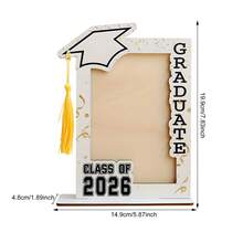 2026 Graduation Party Photo Decoration Frame Ornament, With Hanging Tassels Graduation Happy Photo Decoration Ornament, Suitable For Graduation Party Decoration And Graduation Gifts(Black, Blue, White) - Multicolor - View 5