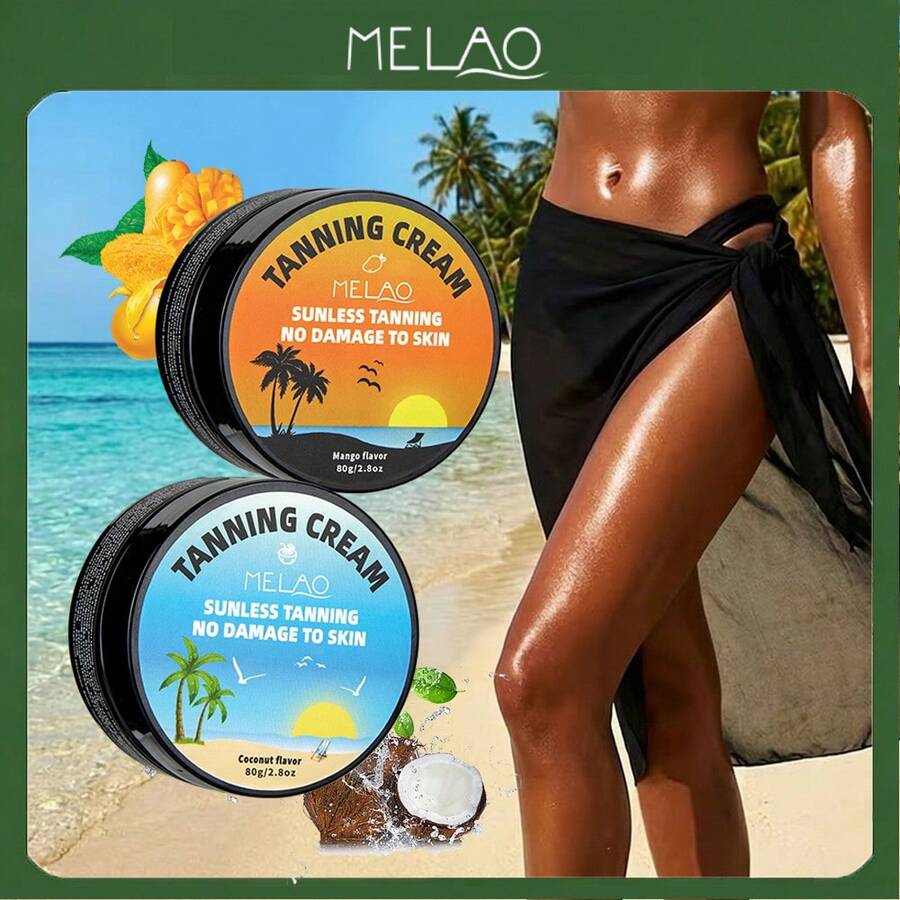 Kit Autobronzeador MELAO, 80g - Aroma de Manga ou Coco, Cria uma Tez Bronzeada e Atraente - Fácil de Aplicar, Fórmula de Longa Duração, Proporciona Até 7 Dias de Pele Bronzeada Perfeita - Adequado para Todos os Tipos de Pele - Multicolorido - Ver 1