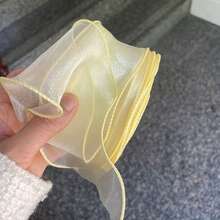 Cinta de organza de seda con onda de 6 cm de ancho y 5 m de largo, material para lazos, adornos para el cabello, manualidades DIY, envoltura de regalos, decoración y encaje - multicolor - Ver 15