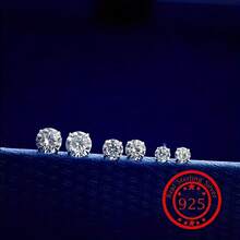 Tres pares de pendientes de plata de ley 925 de 0,6 g, sencillos, adecuados para bodas y uso diario casual - Plateado - Ver 5