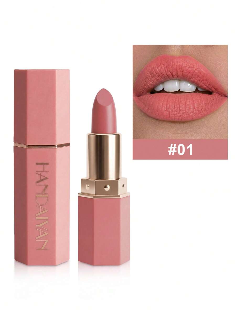 HANDAIYAN 6-Sided Matte Moisturizing Lipstick, Velvet Makeup Effect, Single Tube, Long-Lasting Color, Fashionable Luxury Lipstick, Suitable For Halloween, Christmas And Holiday Makeup, Party And Daily Makeup, Holiday Travel Essential Cosmetics, Net Weight: 3.5g, Face Painting, Cosmetics, Suitable For Women, Suitable For Winter/Spring, Ideal For Y2K Fancy Fashion, Suitable As Birthday/Valentine's Day/Mother's Day Gift, Essential For Carnival Party, Best Color Choice