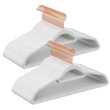 50pcs Velvet Hangers, Set Of 50 Clothes Hanger With Rose Gold Swivel Hook, Non-Slip, And Space-Saving, 0.2-Inch Thick, 17.1-Inch Long For Coat, Shirt, Dress, Pants, Tie - 白色 - 查看 8