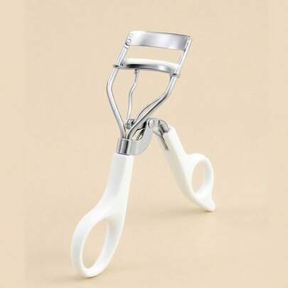 睫毛夹，符合人体工学手柄，便携式，温和呵护睫毛，持久卷翘，适合日常眼妆，方便旅行携带，适合所有眼型，耐用不锈钢材质，打造自然卷翘效果，化妆配件，白色