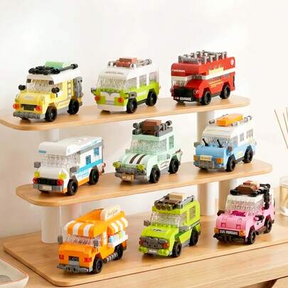 Children's Toy Dining Car Building Block Car, Educational Puzzle Car Toy Gift Box For Boys And Girls, Micro Particle Building Block Decoration, Intellectual, Stress Relief, Suitable For Moms, Crowd, Appearance Lovers, Birthday Gift, Graduation Gift