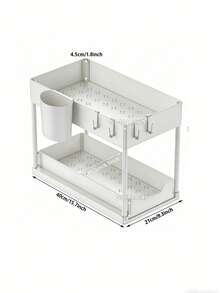 2-Tier Under Sink Organizer Rack, Kitchen Cabinet Storage Shelf, Sliding Double-Layer Basket Drawer, Multifunctional Bathroom Storage Basket, Organizing Rack, Kitchen Decor Holiday Gift Kitchen Essentials Bathroom Accessories Kitchen Storage - A - View 11