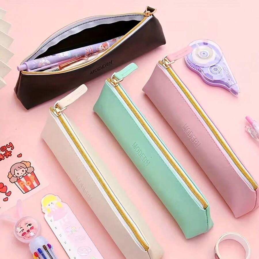 Hộp đựng bút dung tích lớn, chất liệu da PU, dùng để đựng văn phòng phẩm, thiết kế tối giản. - Nhiều màu - Xem 1