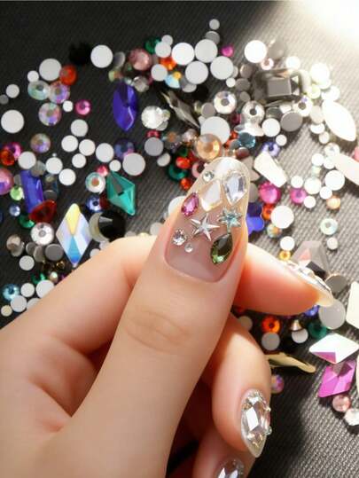 5克/包 混合款式美甲水钻，不规则形状和平底美甲装饰 DIY美甲