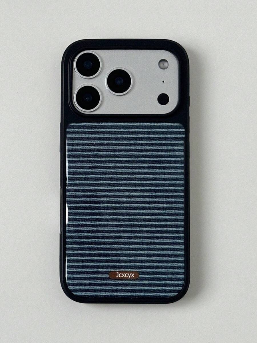 1 chiếc ốp lưng điện thoại silicon mềm chất lượng cơ bản, họa tiết sọc denim, phù hợp với 17 16 15 13 12 11 Pro Max Plus Air - Màu xanh denim - Xem 1