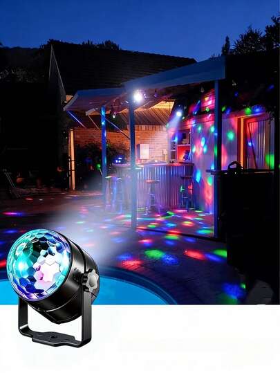 Đèn DJ hình quả cầu disco, đèn tiệc, đèn nhấp nháy xoay RGB, đèn trang trí tạo không khí phù hợp cho Giáng sinh, đám cưới, quán bar, quán cà phê và trưng bày cửa hàng, lễ tốt nghiệp, sinh nhật, đám cưới, trang trí mùa hè. Không bao gồm điều khiển từ xa.