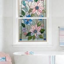1/7 piezas Película estática de flores para ventanas, protección de privacidad Adhesivo de vidrio PVC para decoración de dormitorio y sala de estar, película opaca para ventanas removible y reutilizable - Película floral esmerilada - Ver 12