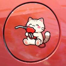 Single-Pack Cartoon Cat Holding An Oil Can For Refueling. Warning Sticker For The Car Fuel Filler Opening. Suitable For Gasoline Caps. Car And Motorcycle-Friendly Adhesive Stickers. Creative And Playful Refueling Stickers. Waterproof Fuel Tank Cover Decoration Stickers. Fuel Filler Cover Stickers For Cars. Fuel Tank Cover Stickers. - A - View 9