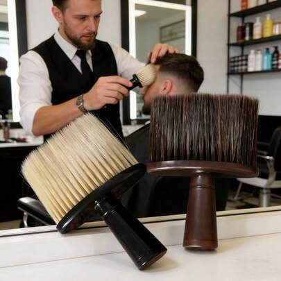 1pc Portable Soft Hair Cleaning Brush, Suitable For Hair Salons, Soft Fibers Comfortable For Scalp, Flat Brush, Barber Hair Cleaning Brush, Men's Beard Comb Large Head Brush