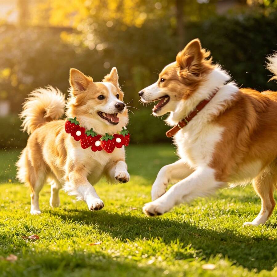 BVEOYPET 1 chiếc vòng cổ điều chỉnh được hình hoa dứa dễ thương bằng vải nhung, phù hợp cho chó và mèo, phụ kiện thú cưng. - Đỏ - Xem 1