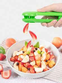 Cortador de frutas y verduras multifuncional verde, rebanador de uvas/tomates/cerezas/fresas, diseño sin cuchillas, herramienta de cocina - Multicolor - Ver 3