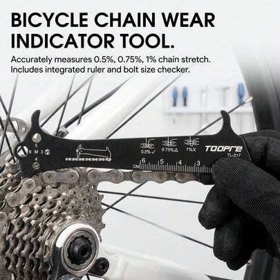 Black Bicycle Chain Wear Indicator Tool Accurate Measurement For Mountain Road Bike Maintenance