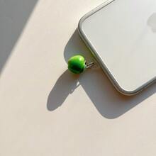 1pc Green Apple Artificial Fruit Phone Dust Plug Pendant Charm Accessory Decoration Protector Compatible With Iphone Type-C Port - Green - View 5
