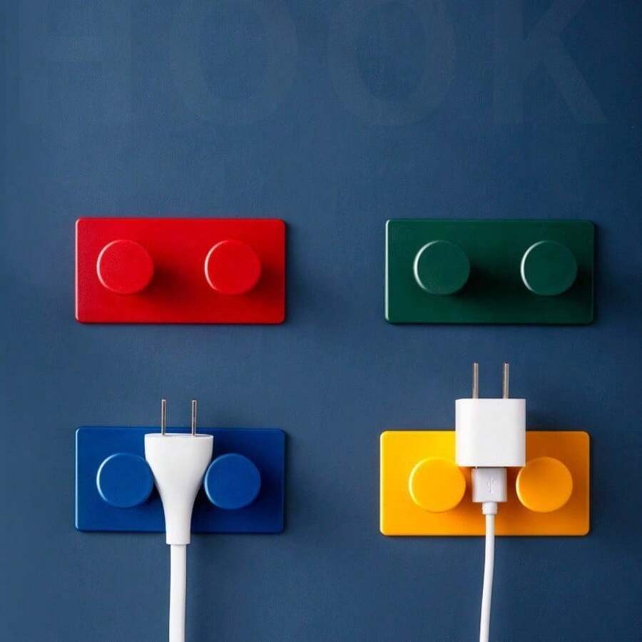 Creative Building Block Hook Simple Paste Hook Wall Plug Key Hook Non-Punching Non-Marking Multi-Functional Hook - 4色套裝(盒裝) - 查看 1