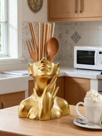 1 Piece Kitchen Utensil Holder For Kitchen Counter Cutlery Caddy Flatware Organizer Kitchen Storage Holder, Decorative Multifunctional Space Saving Countertop Organizer Desktop Storage Solution For Kitchen Countertop Dining Table Home Daily Use Modern Artistic Creative Design