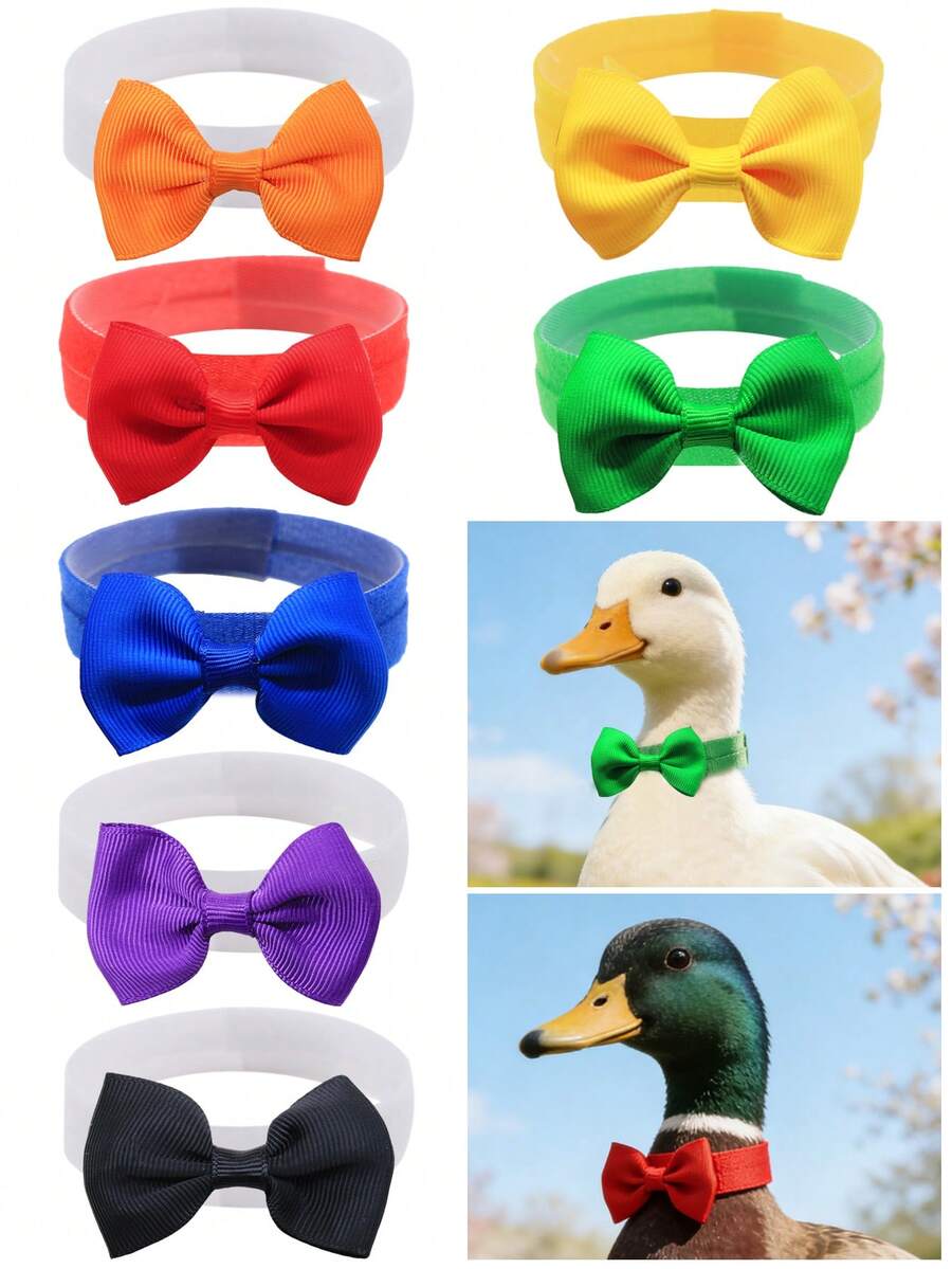 1pc Elegant Solid Color Candy Series Poultry Bow Tie Collar, Reusable Rooster Crowing Suppressor Decor, Adjustable Size Fits All - Portable - View 1