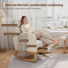 Huisuilinss Nursery Rocking Chair With/Without Footrest,Modern Glider Rocking Chair With Side Pockets And Pillow,Accent Armchair,Nursery Chair For Living Room Bedroom Nursing Room - Beige Lambswool With Footrest - View 5