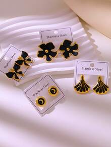 Elegant Luxury Oil Pressure Earrings Set, Made Of High-Quality Stainless Steel, Suitable For Daily Wear, Weddings, Parties, Vacations, And Mother's Day Gifts - New Earrings - View 3