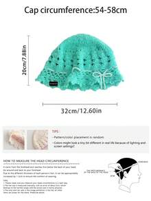 Mixed Knit Bucket Hat, Versatile Atmosphere-Enhancing Face-Slimming Knitted Hat, Tie-Dye Boho Party Elegant Vintage Street Chic Regal Knitted Hollow Out Beret Cap, Breathable Sweet Bucket Hat For Spring,Summer,Beach - Multicolor - View 4