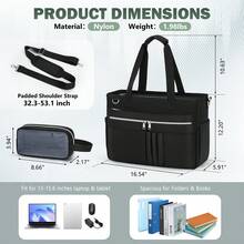 Multi-Pocket Teacher Nurse Tote Bag, 15.6 Inch Waterproof Laptop Bag With Insulated Pockets, Commute Shoulder Bag For Women - Multicolor - View 6