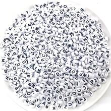 100/200/500 hạt chữ cái hỗn hợp, thích hợp để tự làm trang sức, vòng tay, dây chuyền với các họa tiết tên thời trang. - màu đen - Xem 2