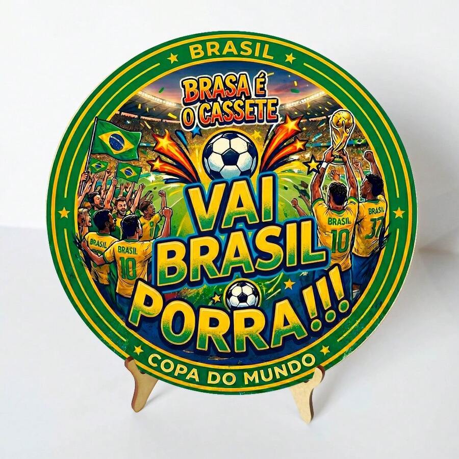 Round MDF Decorative Plaque 20cm Brazil World Cup + Stand - Copa02 - View 1