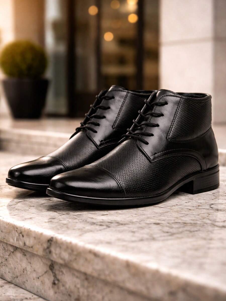 Men's Dress Boot, Smart Casual Style, Black Dress Boot - 黑色 - 查看 1